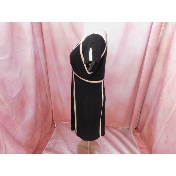 Anthropologie Dress Women's 10 Black Cream Yoanna Baraschi Sheath Ponte - Picture 3 of 10